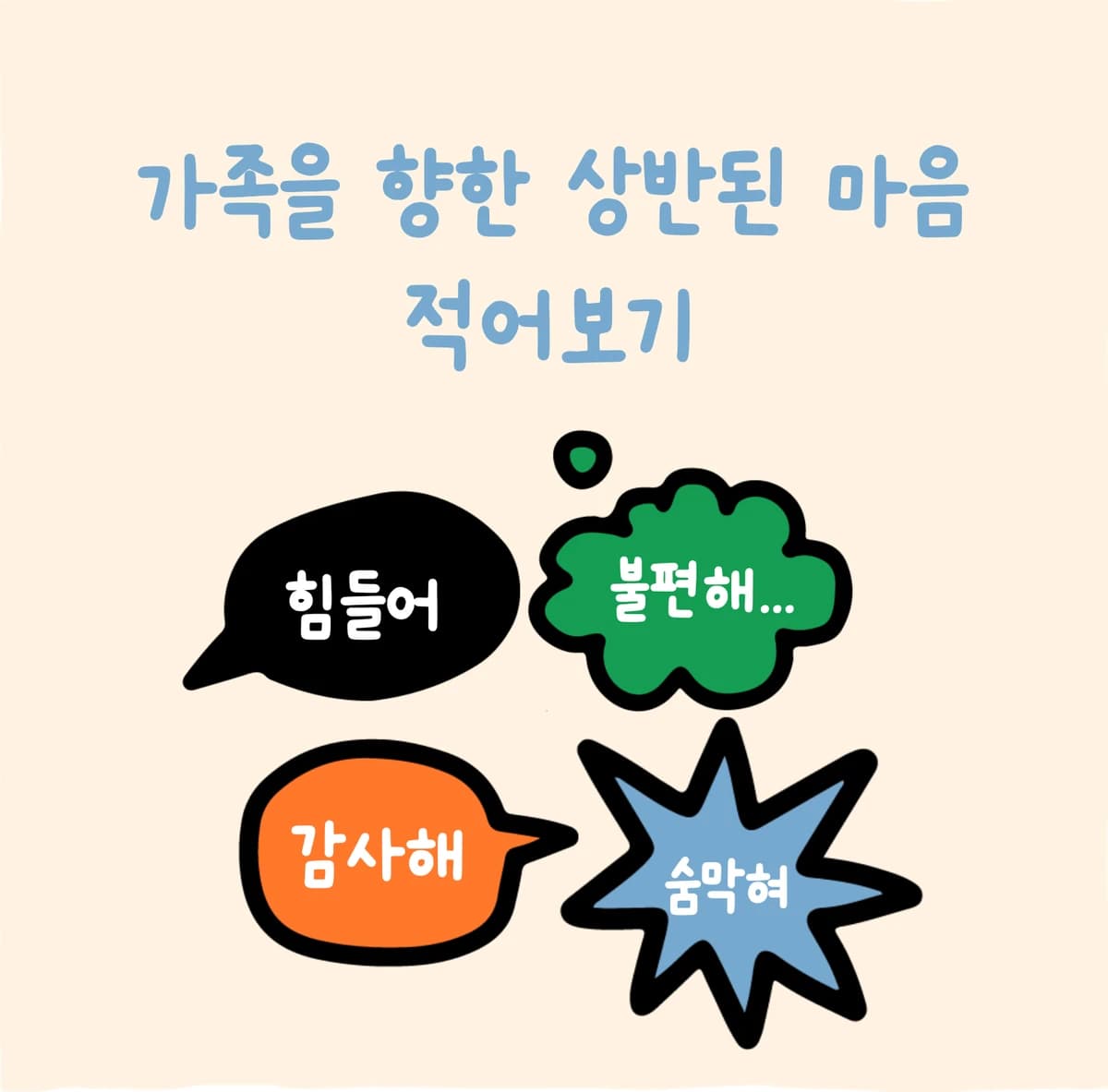 가족을 향한 상반된 마음 적어보기